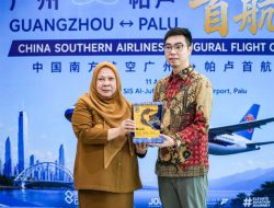 Wagub Reny Sambut Penerbangan Perdana Palu – Guangzhou,  Maskapai China Southern Airlines Tiba di Palu